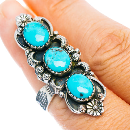 Exclusive Southwestern Style Campitos Turquoise Ring Size 7 Adjustable (.925 Sterling Silver)
