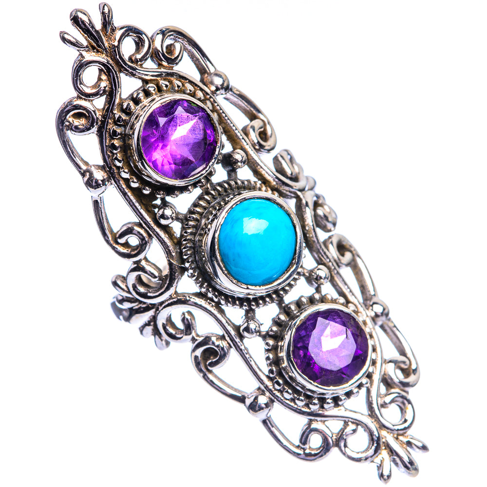 Large Sleeping Beauty Turquoise, Amethyst Ring Size 5.5 (925 Sterling Silver) R144216