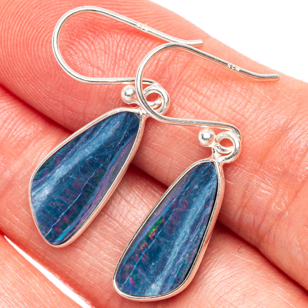 Rare Doublet Opal Earrings 1 1/4" (925 Sterling Silver) E1936