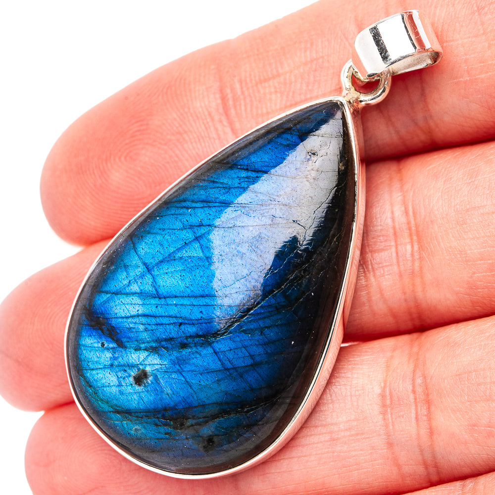 Premium Labradorite Pendant 2 1/8" (.925 Sterling Silver)