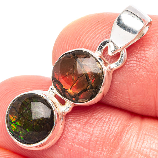 Rare Ammolite Pendant 1 1/8" (925 Sterling Silver) P44069