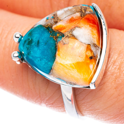 Premium Spiny Oyster Turquoise Ring Size 8 (925 Sterling Silver) R2627