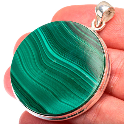 Malachite Coin Pendant 1 7/8" (925 Sterling Silver) PD38455