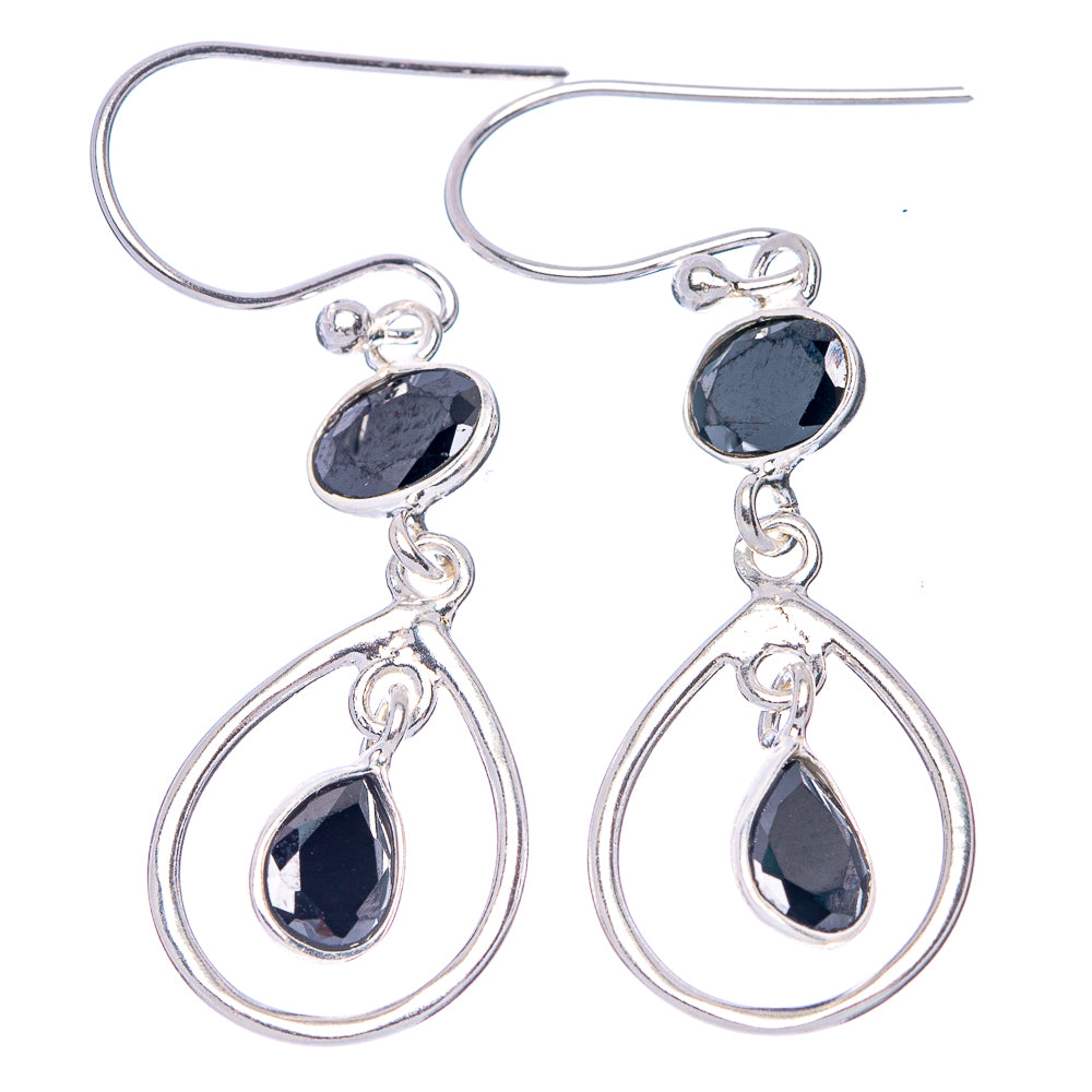 Black Onyx Dainty Earrings 1 5/8" (925 Sterling Silver) E2078