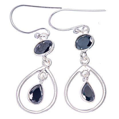 Black Onyx Dainty Earrings 1 5/8" (925 Sterling Silver) E2078