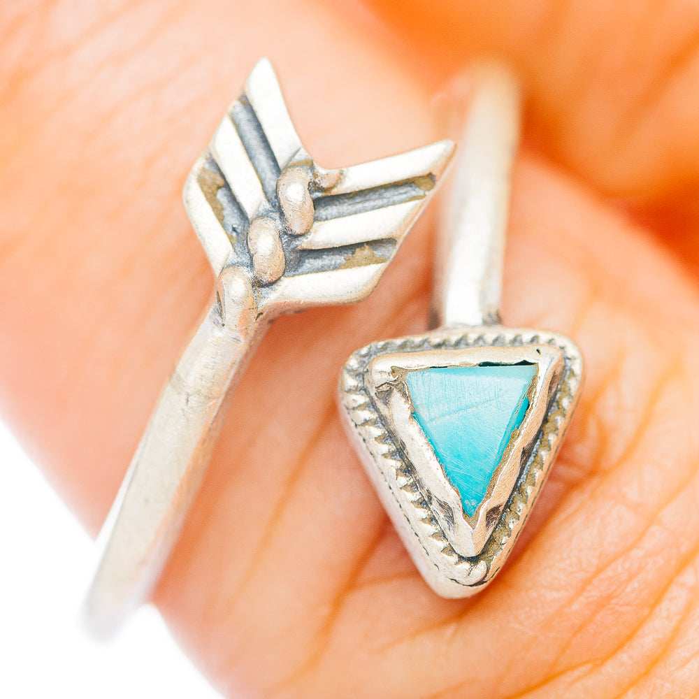 Mojave Turquoise Arrow Ring Size 7 Adjustable (.925 Sterling Silver)