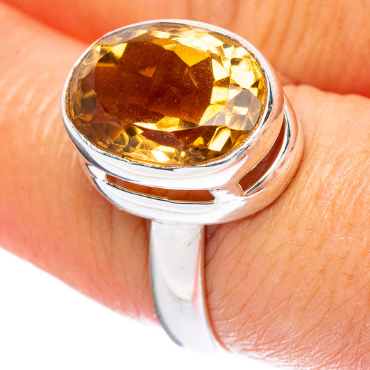 Faceted Citrine Ring Size 7.5 (925 Sterling Silver) R4572