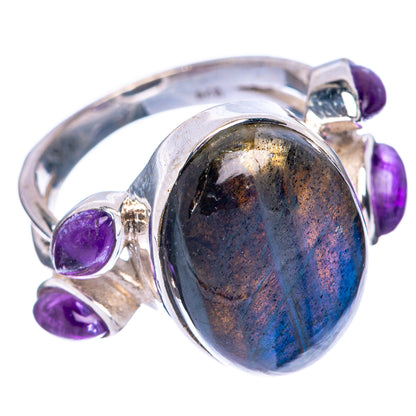 Labradorite, Amethyst Ring Size 6 (925 Sterling Silver) R144707