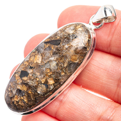 Copper Composite Rainbow Moonstone Pendant 2 1/8" (925 Sterling Silver) P38975