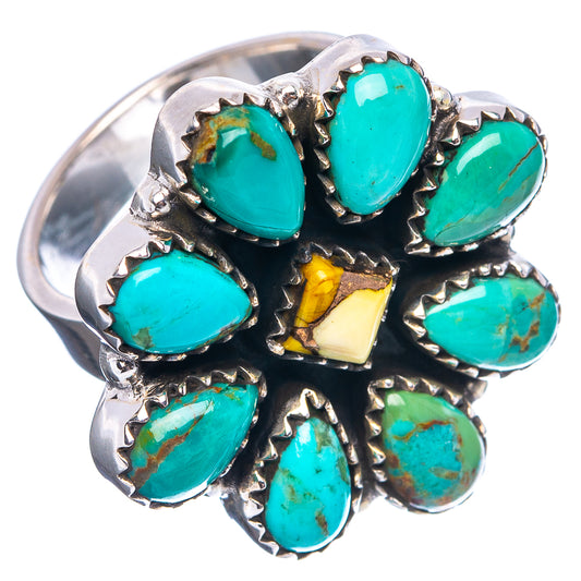 Turquoise oval cluster ring with .925 sterling silver star setting, adjustable