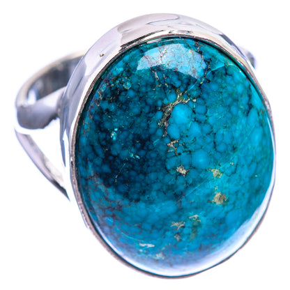 Sterling silver ring showing blue-green turquoise oval stone, size 9