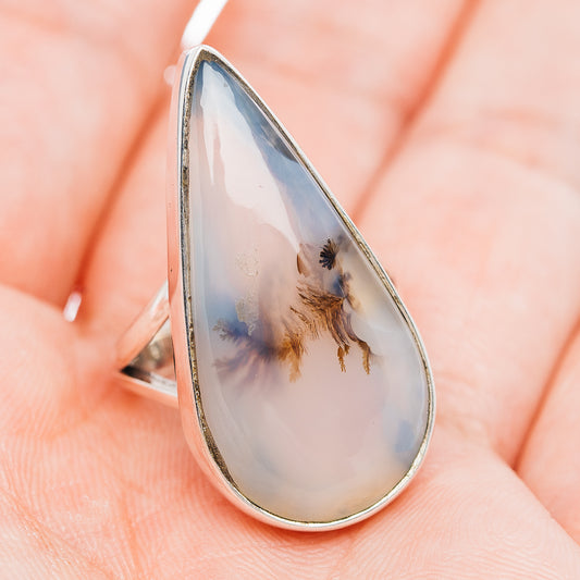 Premium Scenic Dendritic Agate Ring Size 6.5 (.925 Sterling Silver)