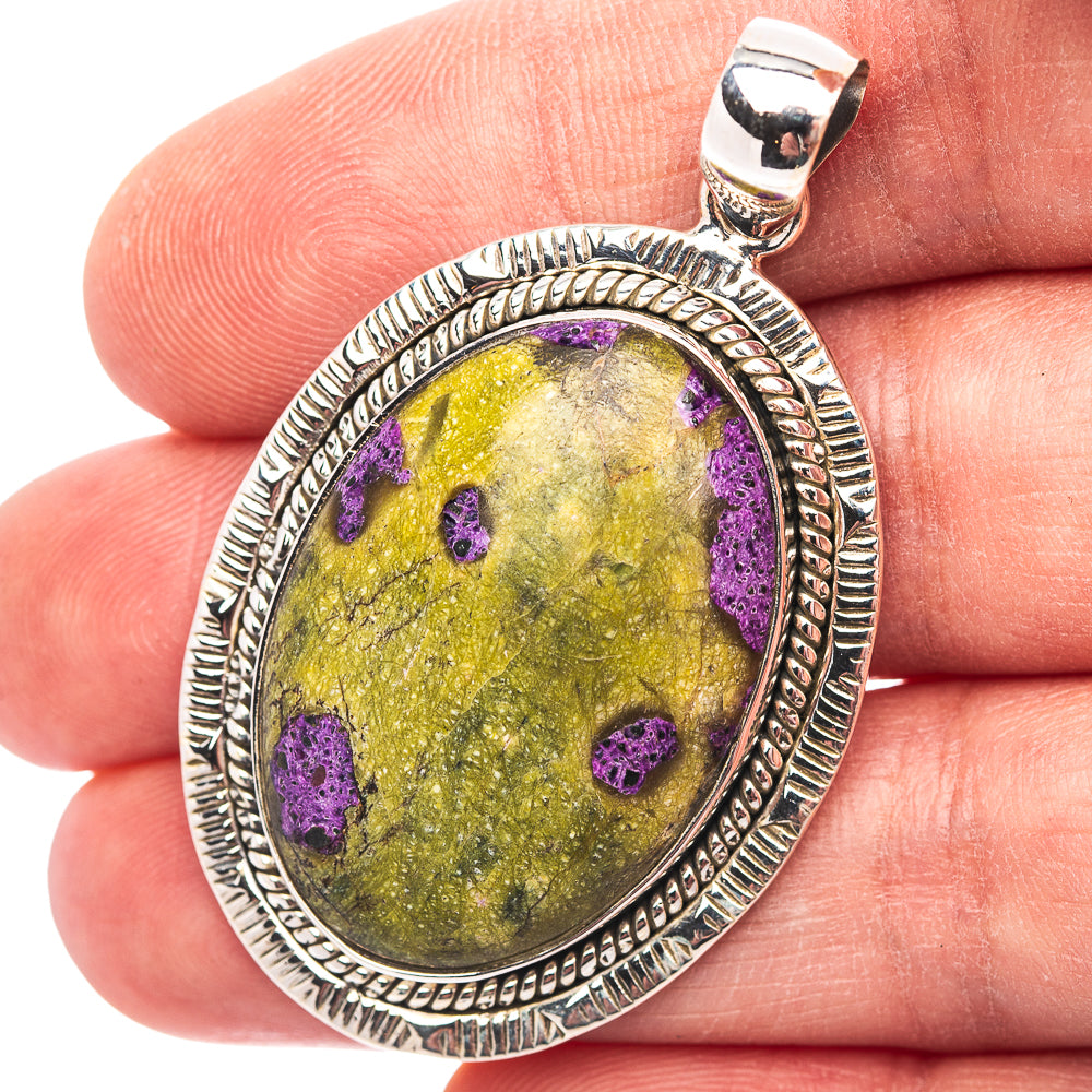 Premium Southwestern Style Stichtite Pendant 1 7/8" (.925 Sterling Silver)