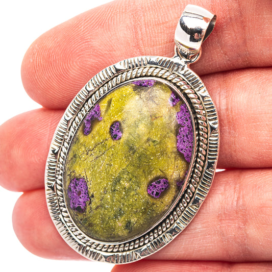 Premium Southwestern Style Stichtite Pendant 1 7/8" (.925 Sterling Silver)