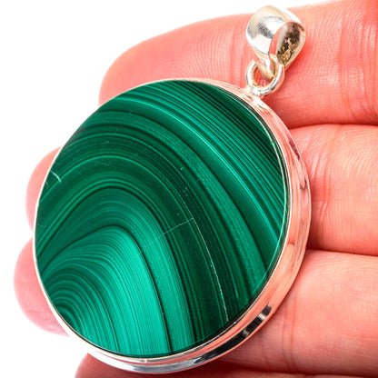 Malachite Coin Pendant 1 7/8" (925 Sterling Silver) PD38551