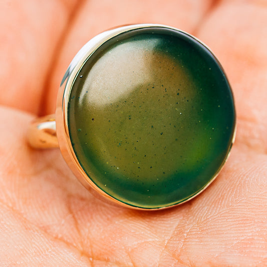 Nephrite Jade Ring Size 9 (German Silver)