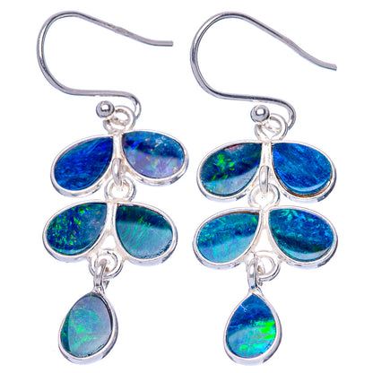 Rare Doublet Opal Earrings 1 5/8" (925 Sterling Silver) E1666