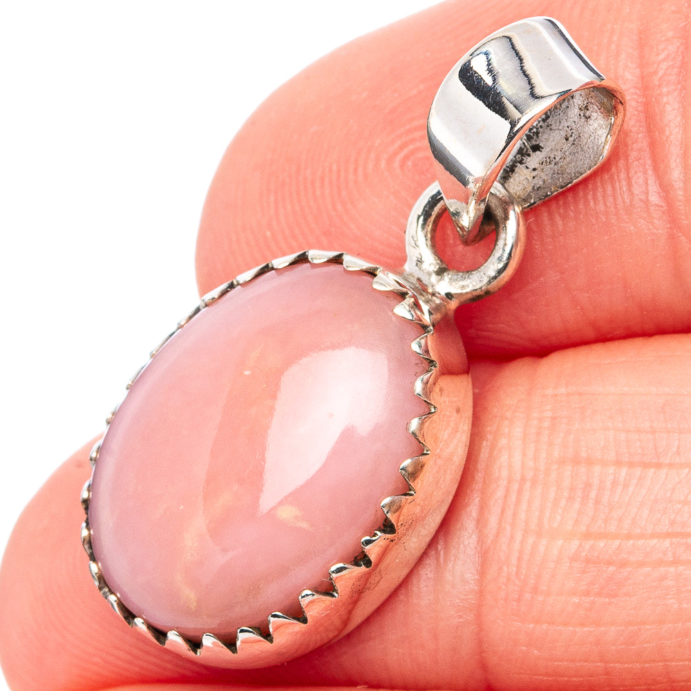 Pink Opal Pendant 1 1/8" (.925 Sterling Silver)