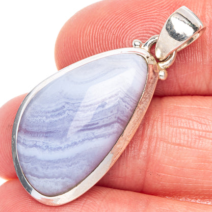 Blue Lace Agate Pendant 1 1/2" (925 Sterling Silver) P40488