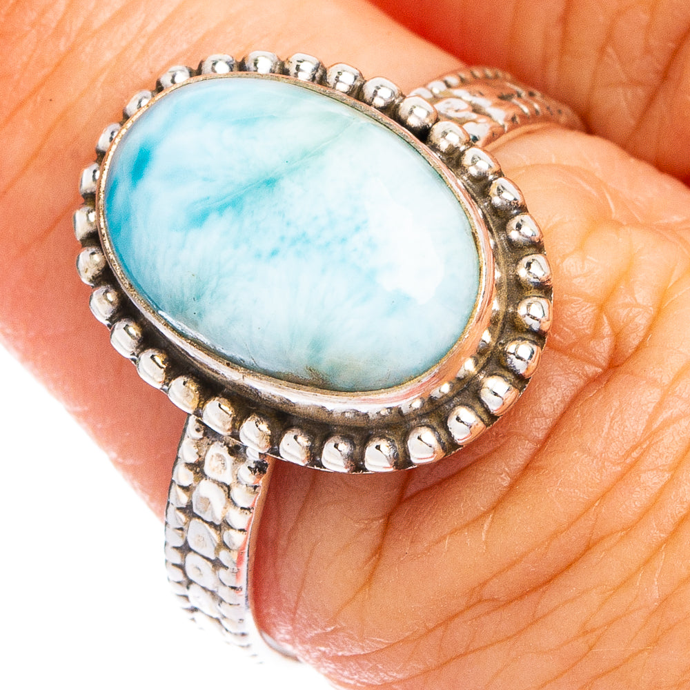 Rare Larimar Ring Size 8 (.925 Sterling Silver)