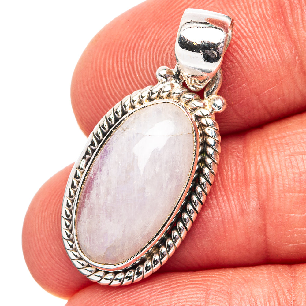 Rainbow Moonstone Pendant 1 1/8" (.925 Sterling Silver)