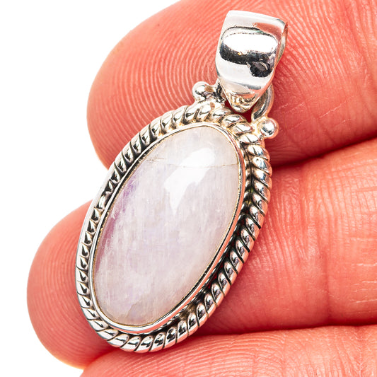 Rainbow Moonstone Pendant 1 1/8" (.925 Sterling Silver)