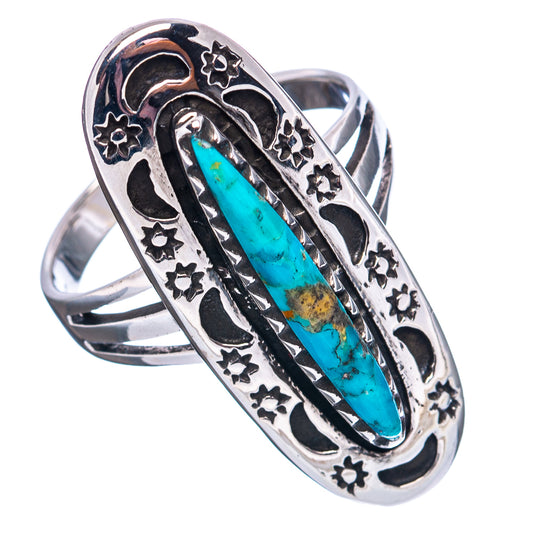 Sterling silver turquoise oval ring with decorative floral cutout border and stone