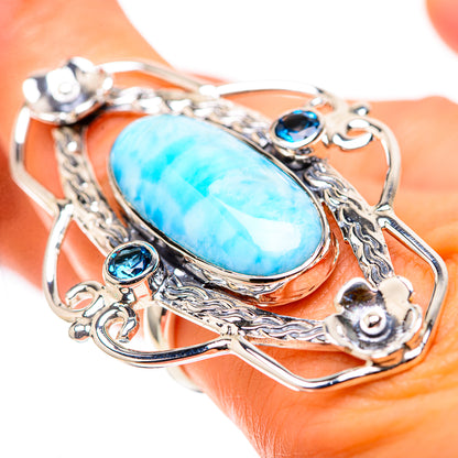 Signature Huge Larimar, London Blue Topaz Ring Size 8.25 (925 Sterling Silver) RING138279