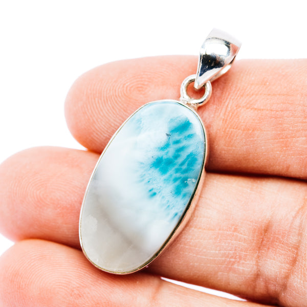 Premium Larimar Pendant 1 1/2" (.925 Sterling Silver)