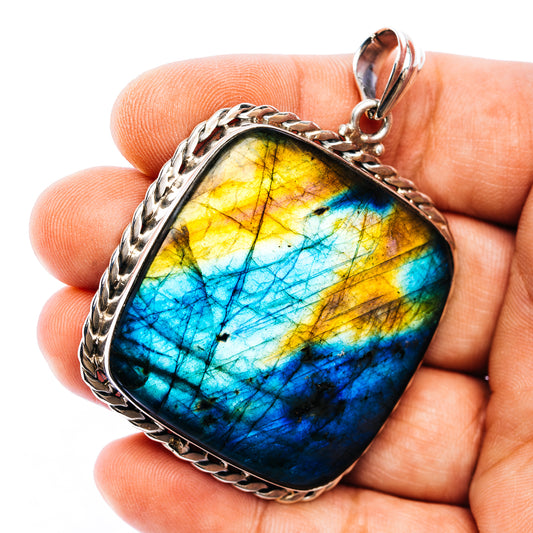 Spectrolite Pendant 2 3/8" (.925 Sterling Silver)