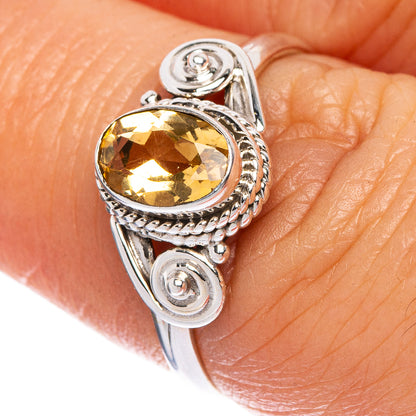 Faceted Citrine Dainty Ring Size 6.75 (925 Sterling Silver) R1150