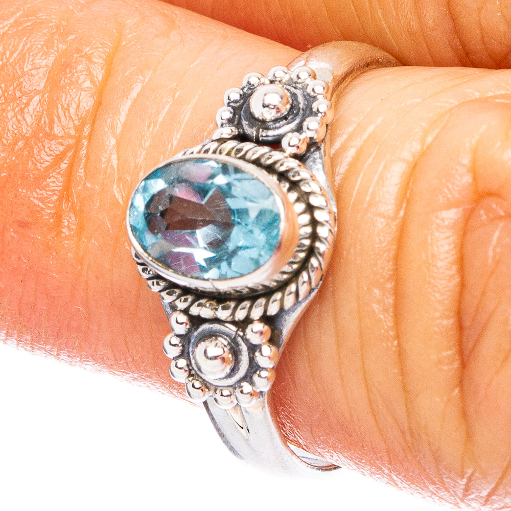 Blue Topaz 925 Sterling Silver Ring Size 6 (925 Sterling Silver) R6242