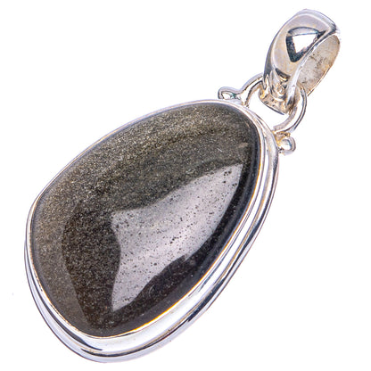 Gold Sheen Obsidian Pendant 1 3/8" (.925 Sterling Silver)