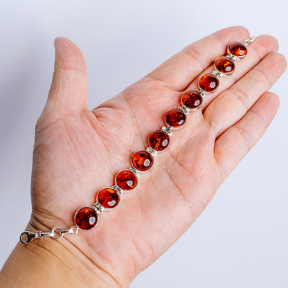Baltic Amber Bracelet 7 to 8" (.925 Sterling Silver)