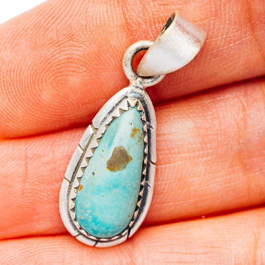 Southwestern Style Santa Maria Turquoise Pendant 1 1/4" (.925 Sterling Silver)