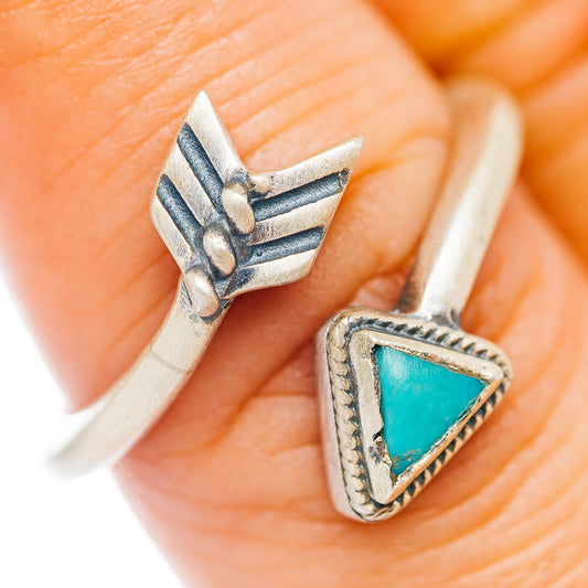 Mojave Turquoise Arrow Ring Size 8 Adjustable (.925 Sterling Silver)