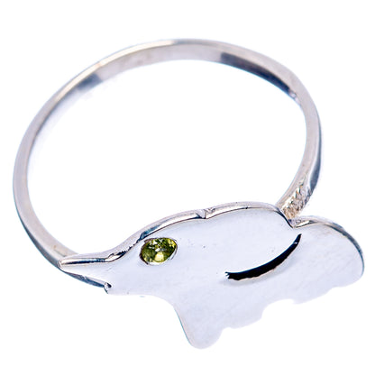 Peridot Elephant Dainty Ring Size 6.5 (.925 Sterling Silver)