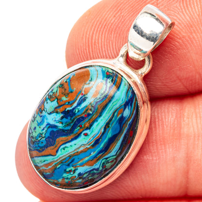 Rainbow Calsilica Pendant 1 1/8" (.925 Sterling Silver)