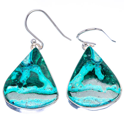 Premium Malachite In Chrysocolla Earrings 1 1/2" (.925 Sterling Silver)