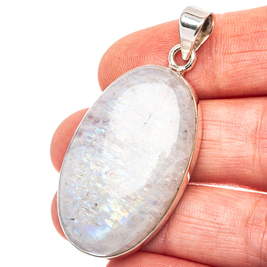 Rainbow Moonstone Pendant 1 7/8" (.925 Sterling Silver)