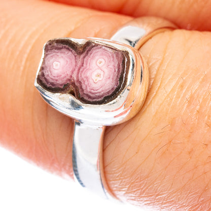 Sterling silver rhodochrosite stalactite ring with purple stone top, size 7.75