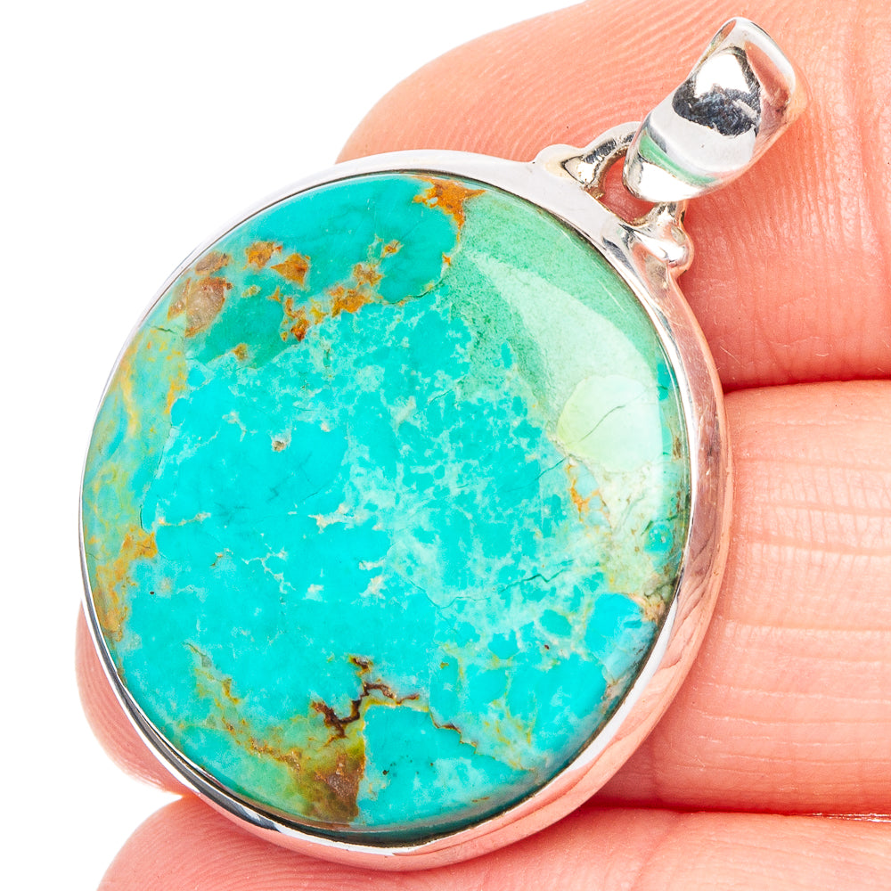 Rare Kingman Turquoise Heart Pendant 1 3/8" (.925 Sterling Silver)