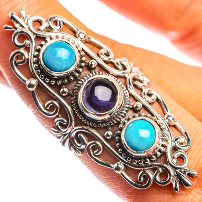 Large Tanzanite, Sleeping Beauty Turquoise 925 Sterling Silver Ring Size 7.75