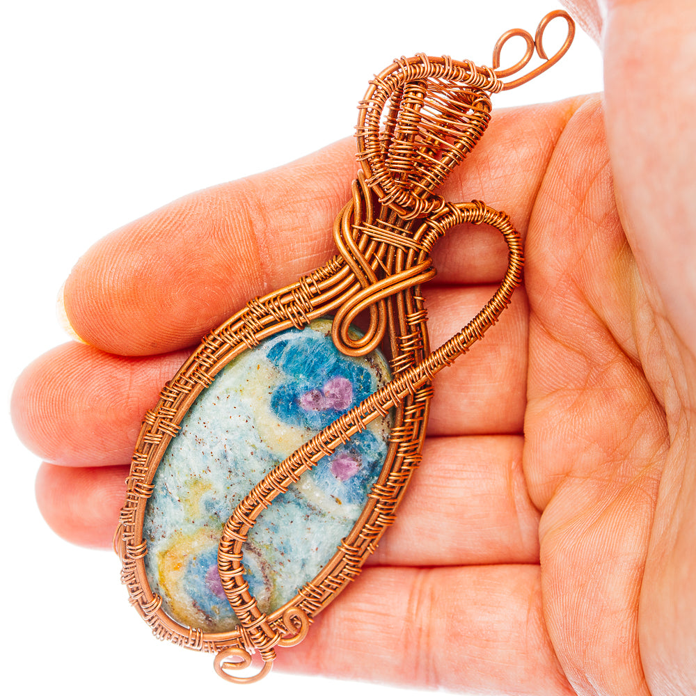Ruby Fuchsite Wire Wrap Pendant 3 3/8" (Copper)