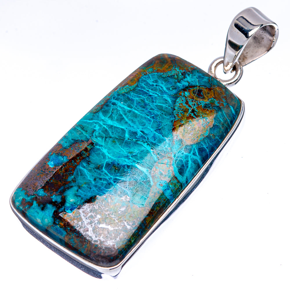 Premium Chrysocolla Pendant 1 7/8" (.925 Sterling Silver)