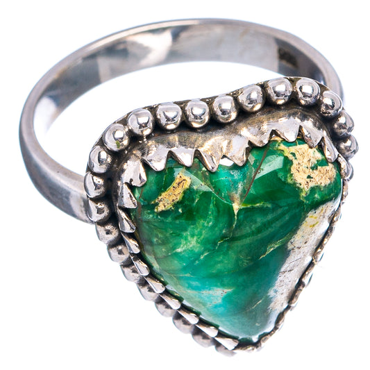 Sterling silver turquoise ring, teardrop setting with beaded edge and scalloped gallery
