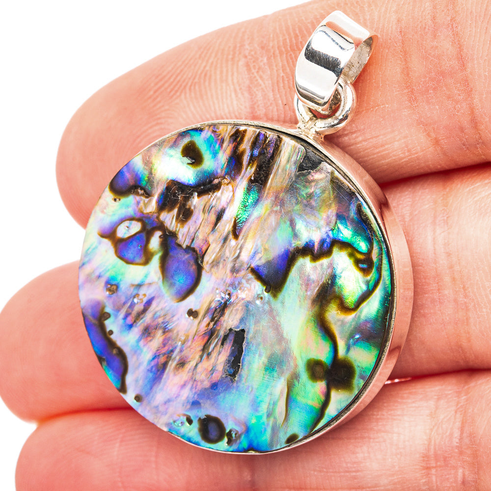 Abalone Shell Pendant 1 1/2" (.925 Sterling Silver)