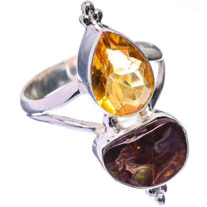 Large Mexican Fire Agate, Citrine Ring Size 11.25 (925 Sterling Silver) R141667
