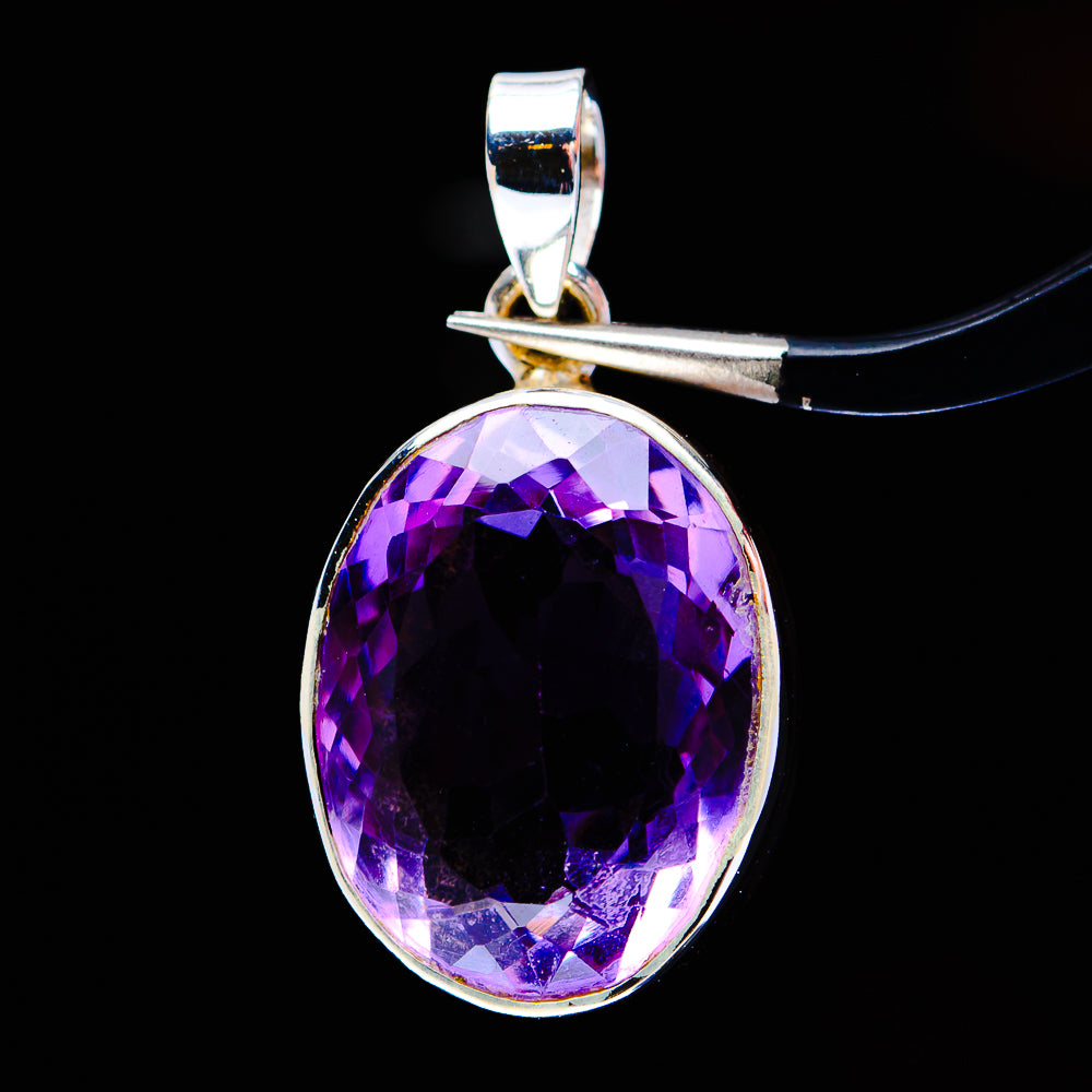 15.62ct Premium Faceted Amethyst Pendant 1" (.925 Sterling Silver)