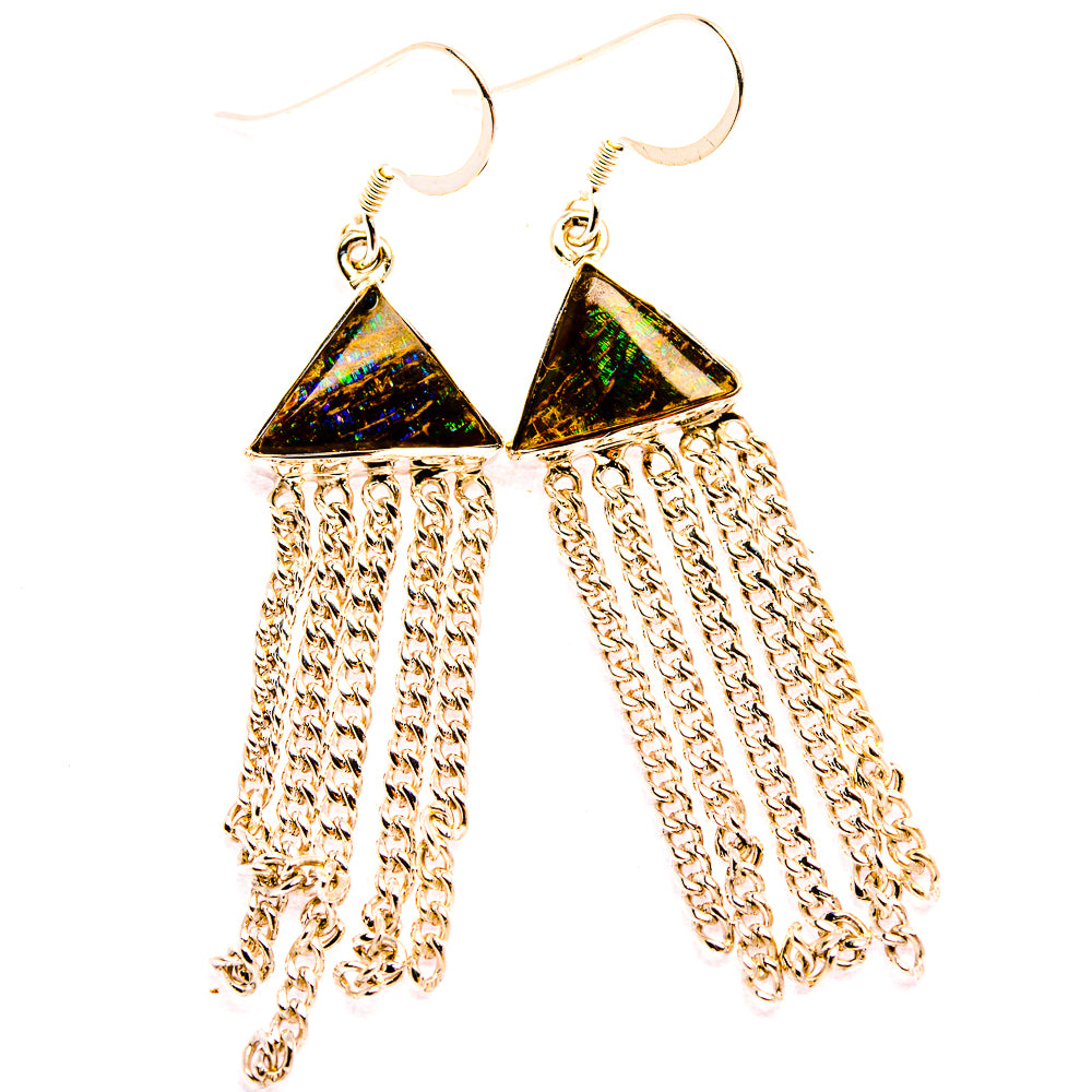 Signature Ammolite 925 Sterling Silver Earrings 2 1/2" (925 Sterling Silver) EARR431964